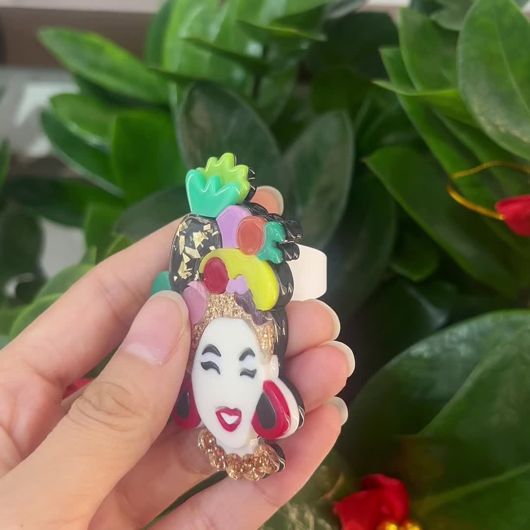 4-Color Pineapple Beauty Head Open Ring, Tropical Style